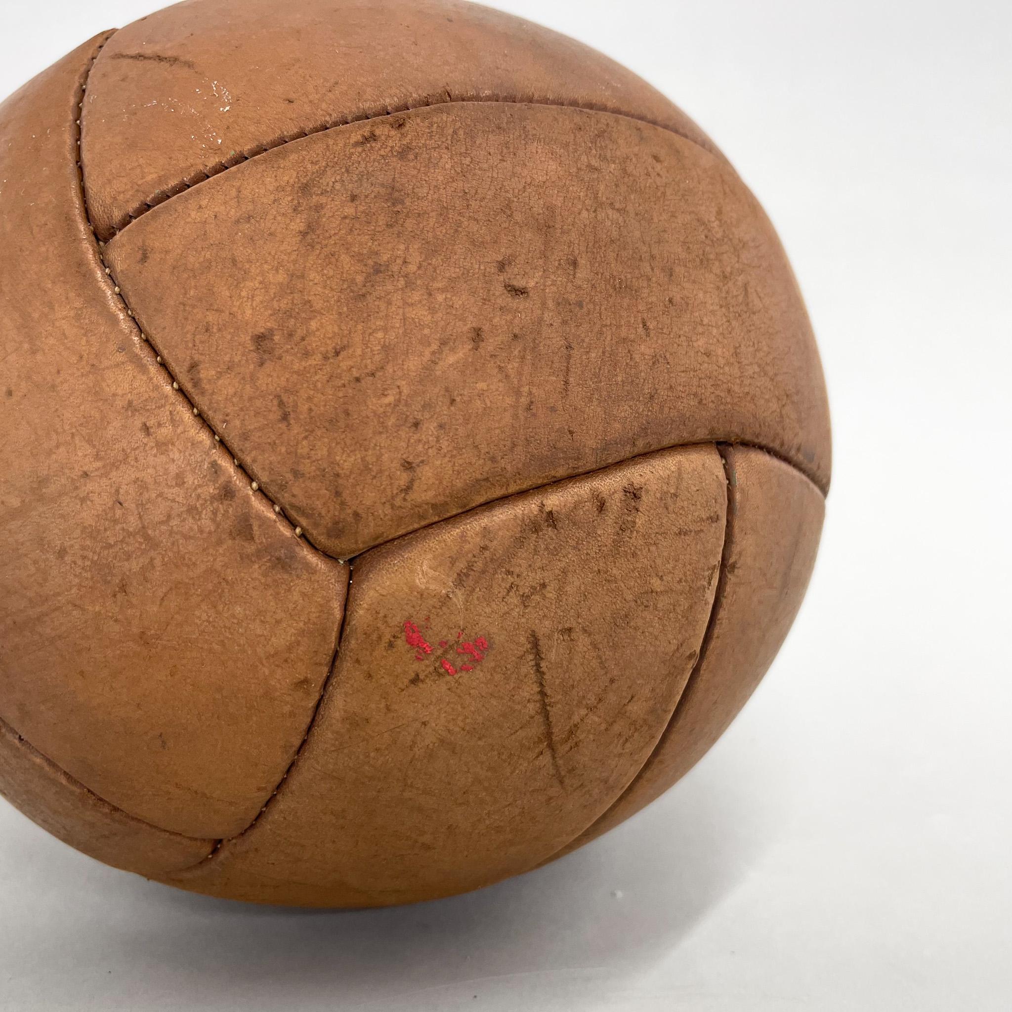 20th Century Vintage Brown Leather Medicine Ball, 1930s For Sale