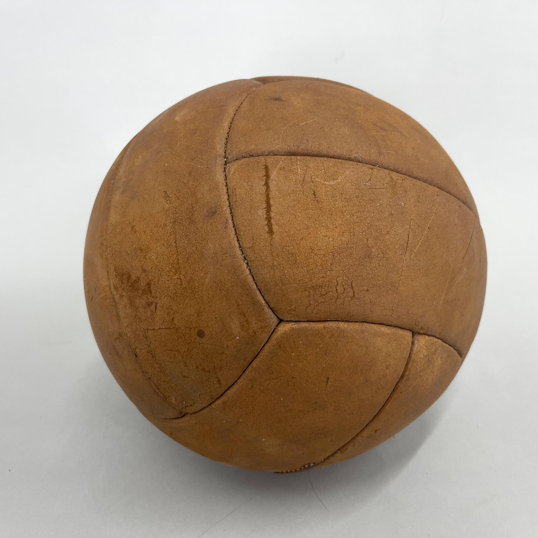 20th Century Vintage Brown Leather Medicine Ball, 1930s For Sale