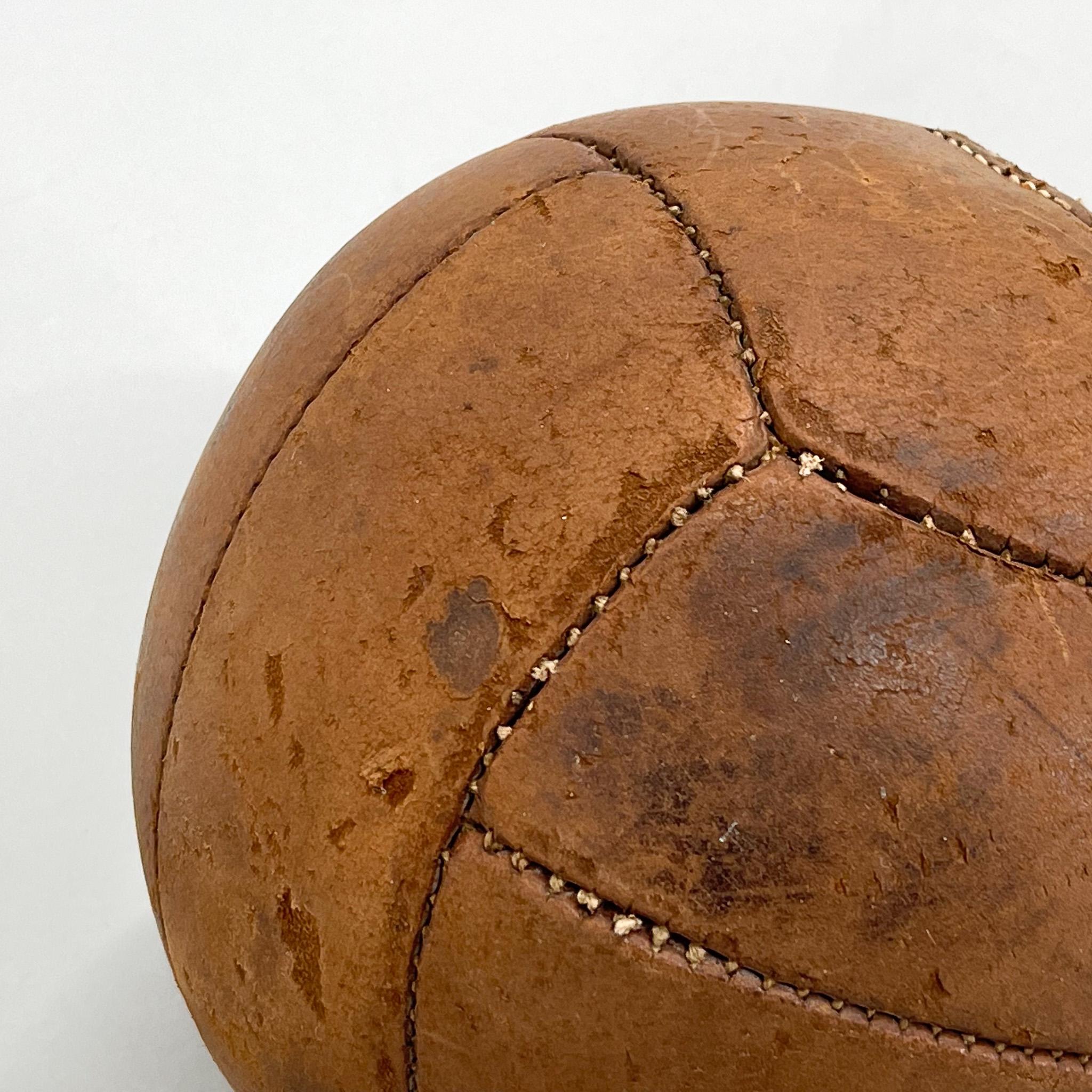 20th Century Vintage Brown Leather Medicine Ball, 1930s  For Sale