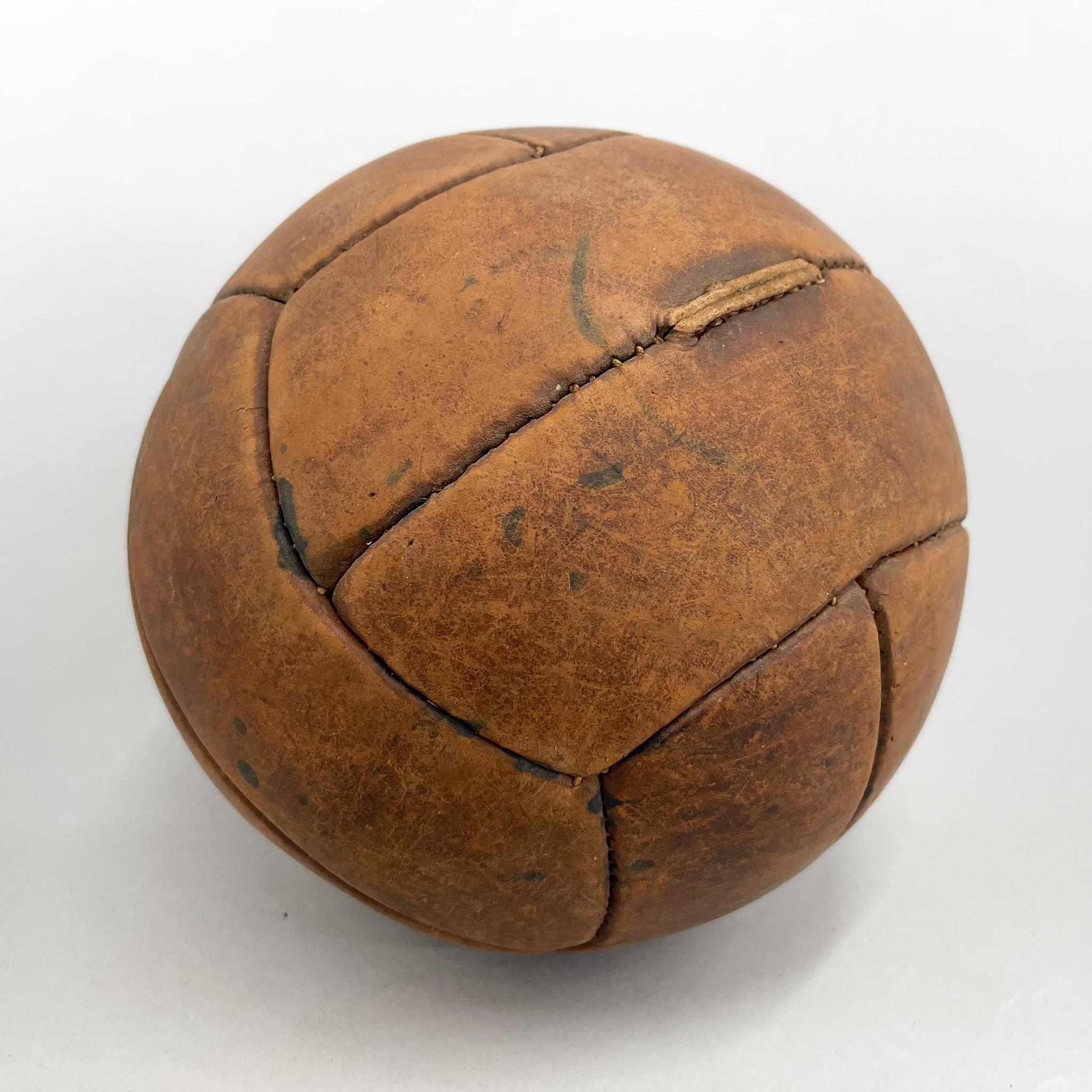 20th Century Vintage Brown Leather Medicine Ball, 1930s For Sale