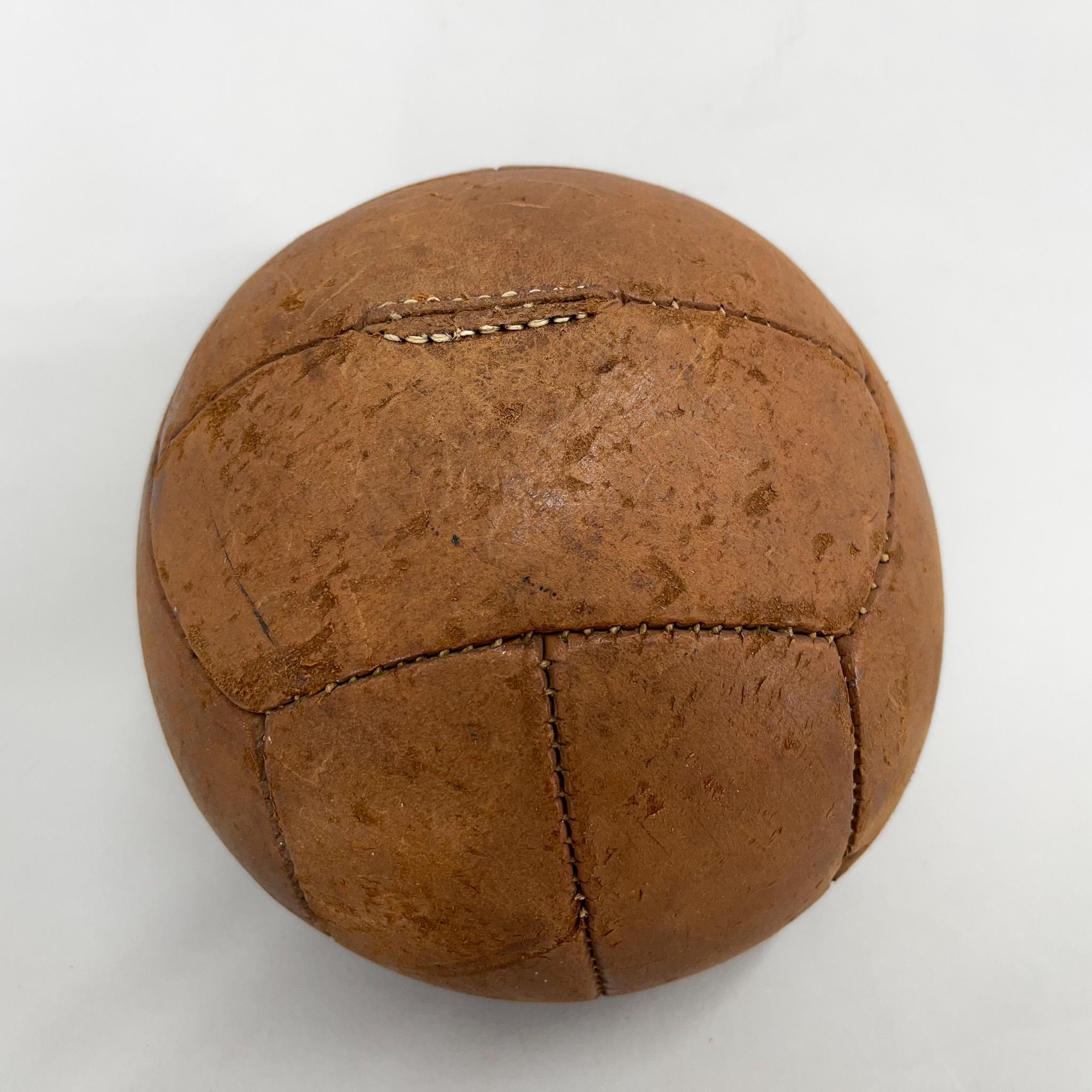 Vintage Brown Leather Medicine Ball, 1930s  For Sale 1
