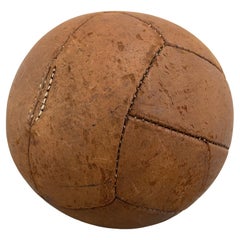 Antique Brown Leather Medicine Ball, 1930s 