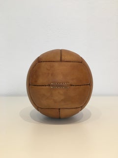 Vintage Brown Leather Medicine Ball, 1kg, 1930s