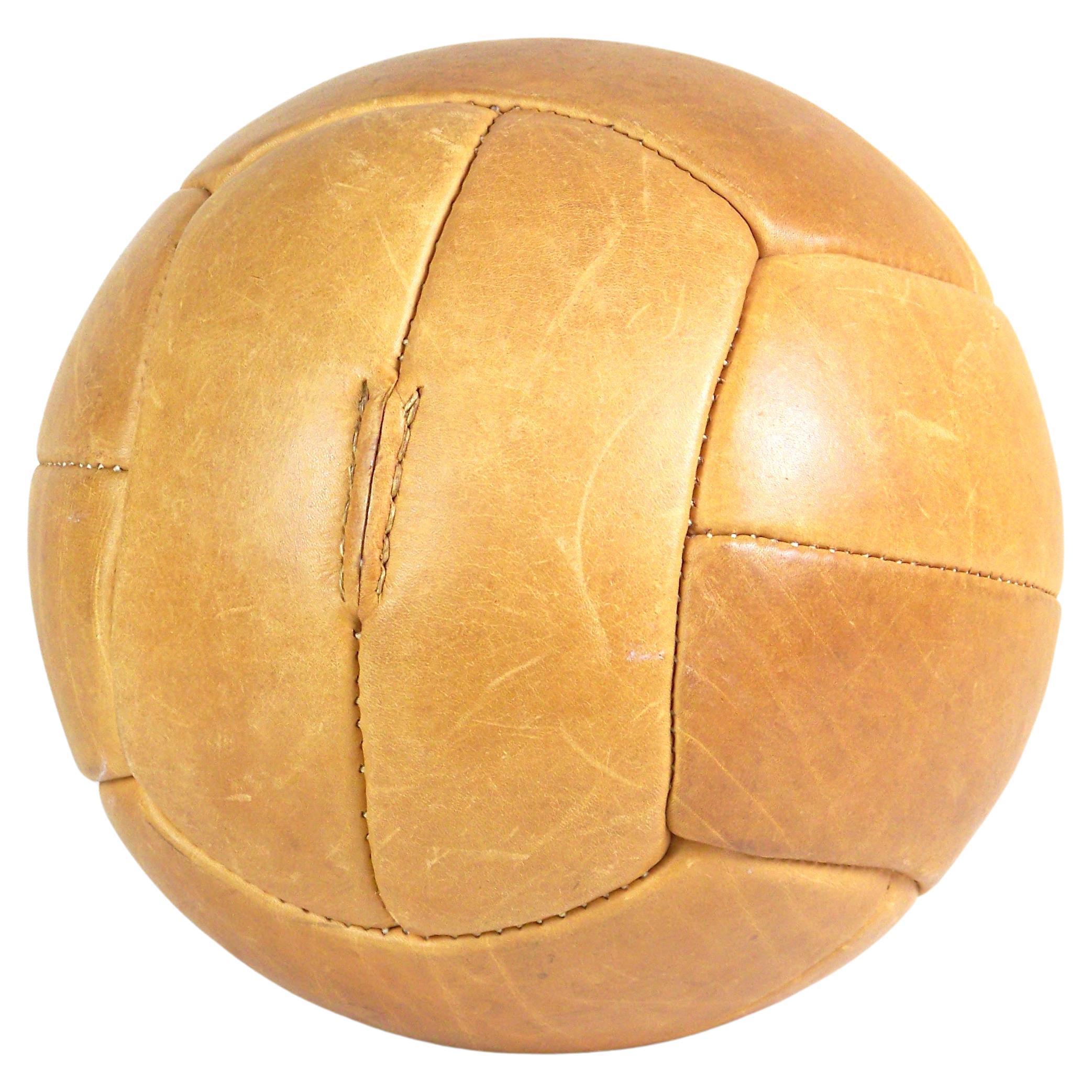 Vintage Brown Leather Medicine Ball - 2, 5kg - 1960s 