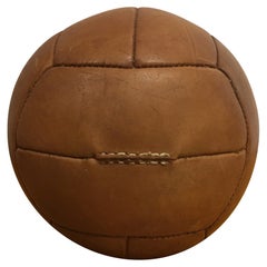 Vintage Brown Leather Medicine Ball, 2kg, 1930s