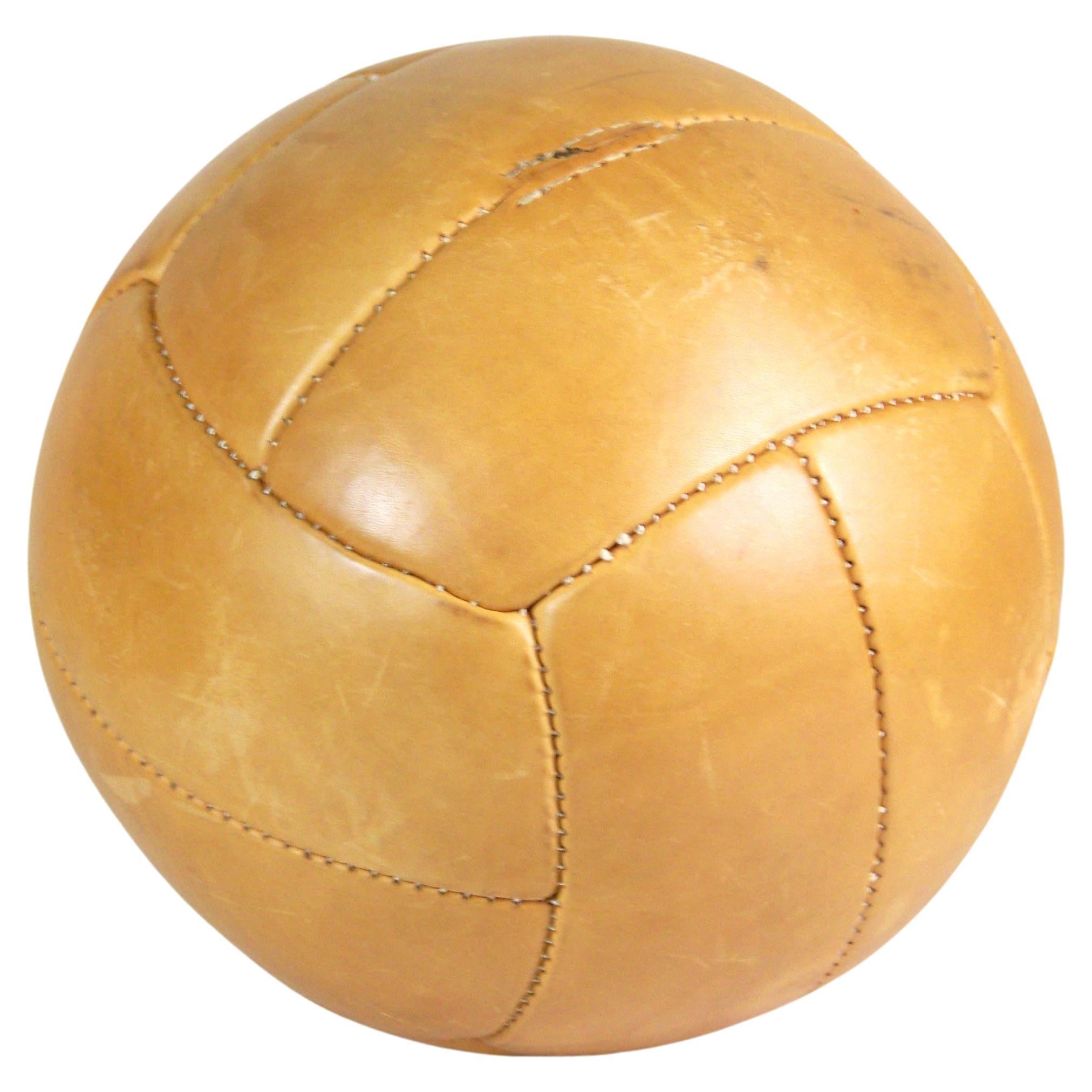Vintage Brown Leather Medicine Ball - 4, 5kg - 1960s 