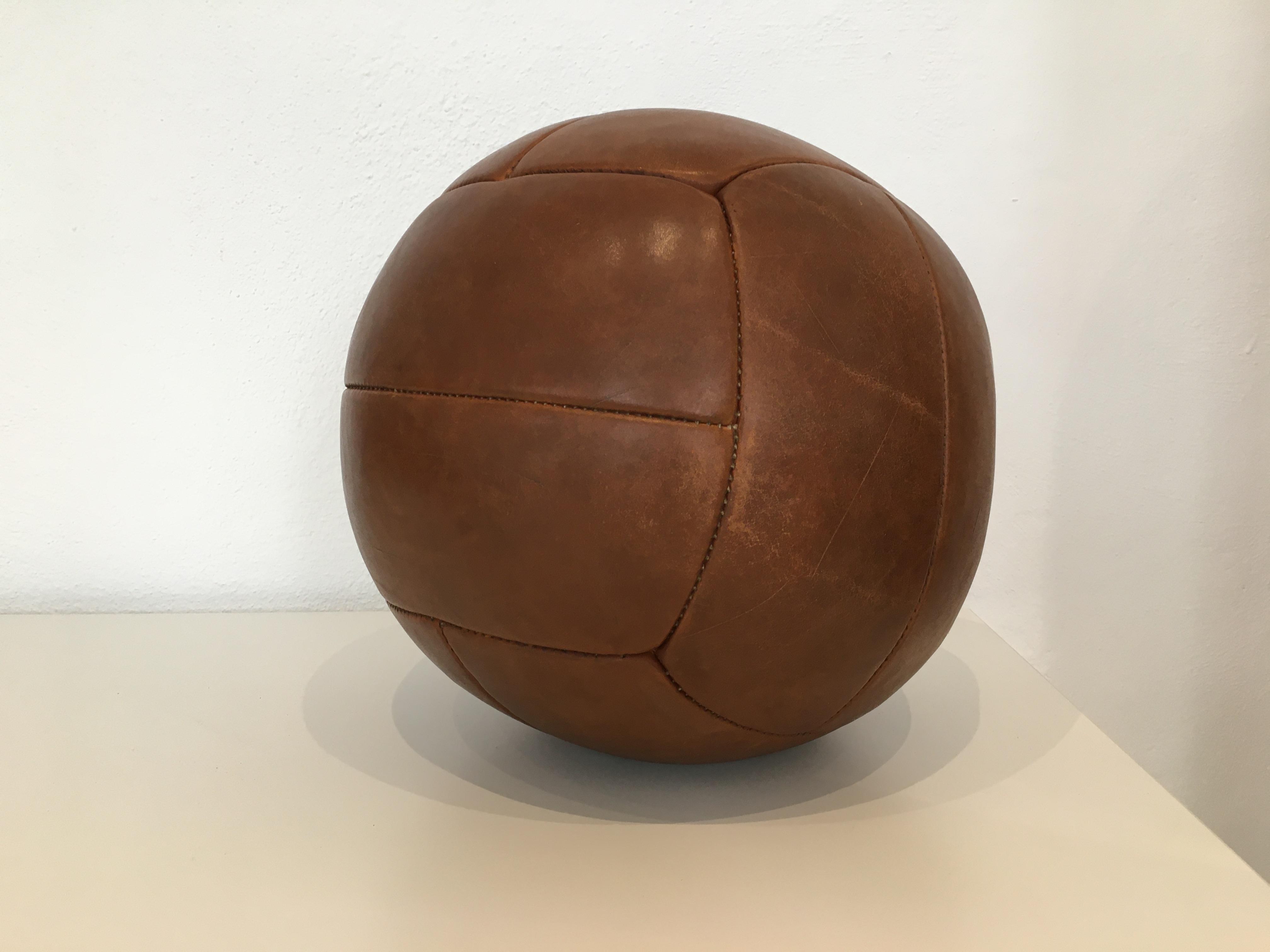 20th Century Vintage Brown Leather Medicine Ball, 5kg, 1930s