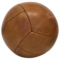 Ballon de médecine en cuir marron vintage:: 5kg:: années 30