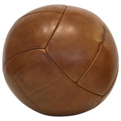 Retro Brown Leather Medicine Ball, 5kg, 1930s