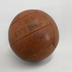 Vintage Brown Leather Medicine Ball by Gala, 1930s