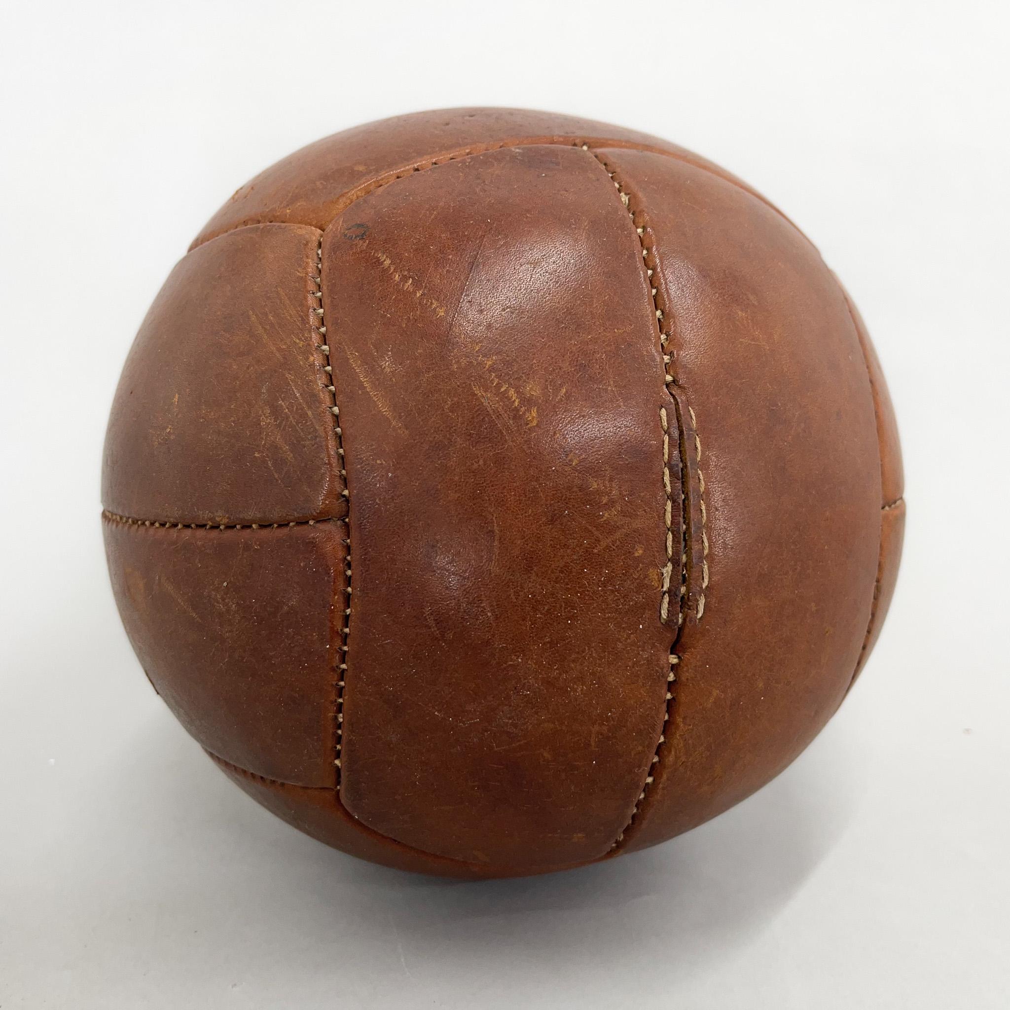 20th Century Vintage Brown Leather Medicine Ball by Gala, 1930s  For Sale