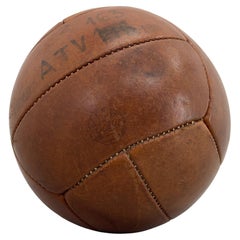 Vintage Brown Leather Medicine Ball by Gala, 1930s 