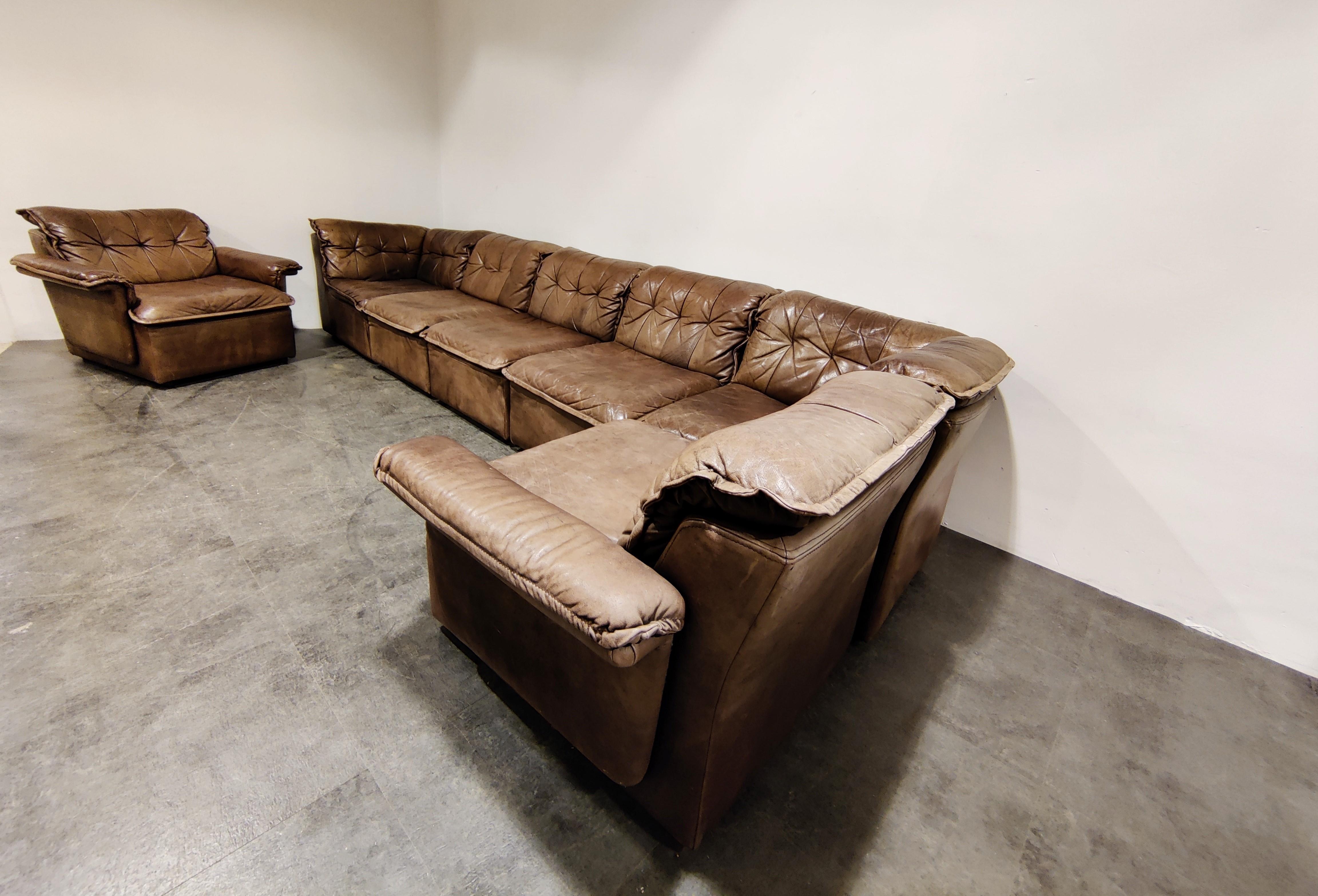 vintage leather modular sofa