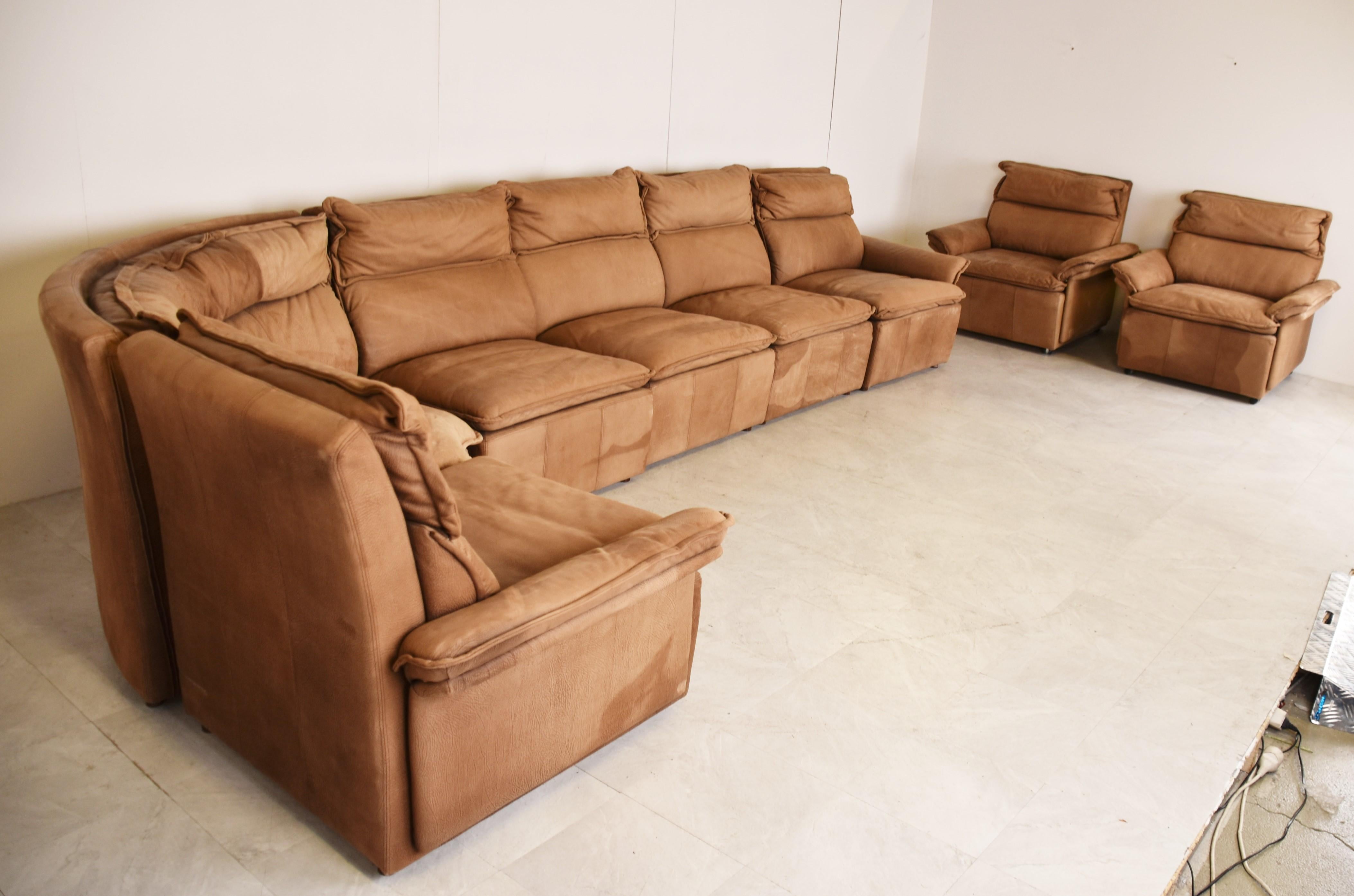 Mid-20th Century Vintage Brown Leather Modular Sofa by Laauser, 1960s For Sale