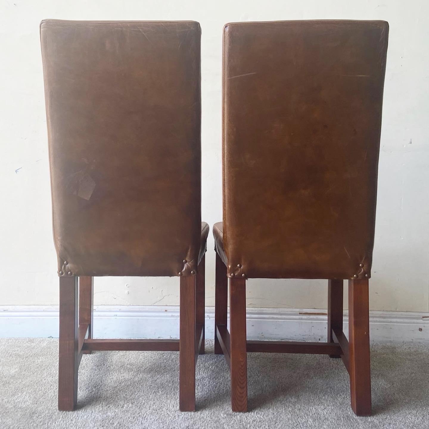 vintage brown leather dining chairs