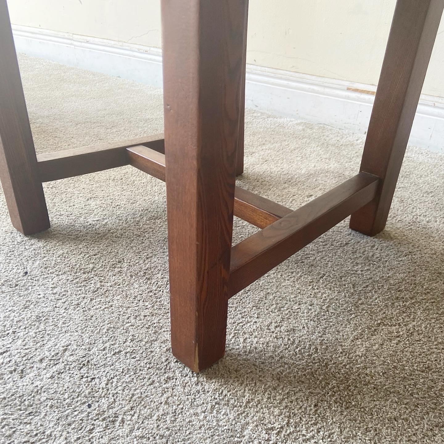 Vintage Brown Leather Parsons Dining Chairs, a Pair 3