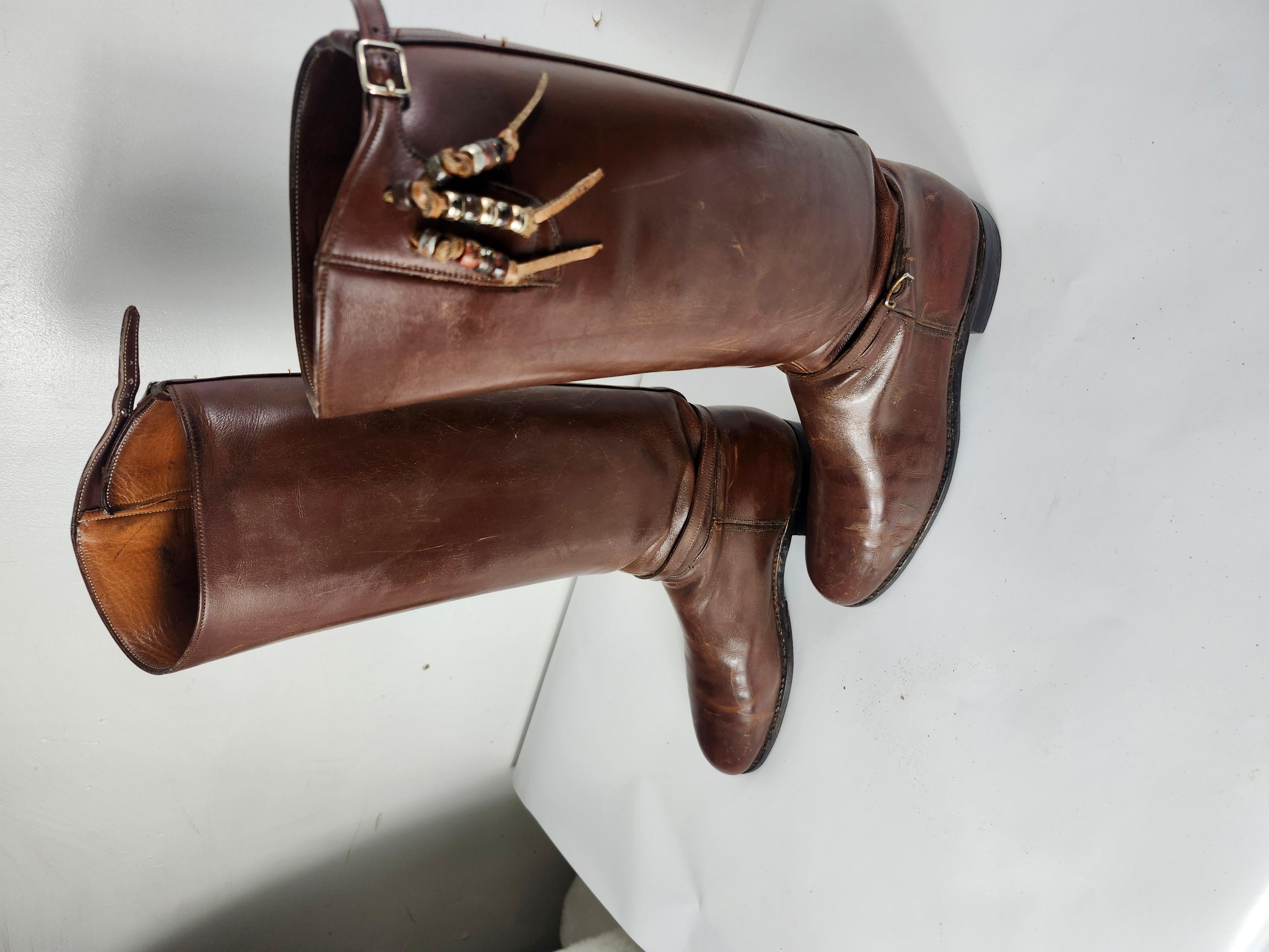 Hand-Crafted Vintage Brown Leather Riding Boots by Dehners For Sale