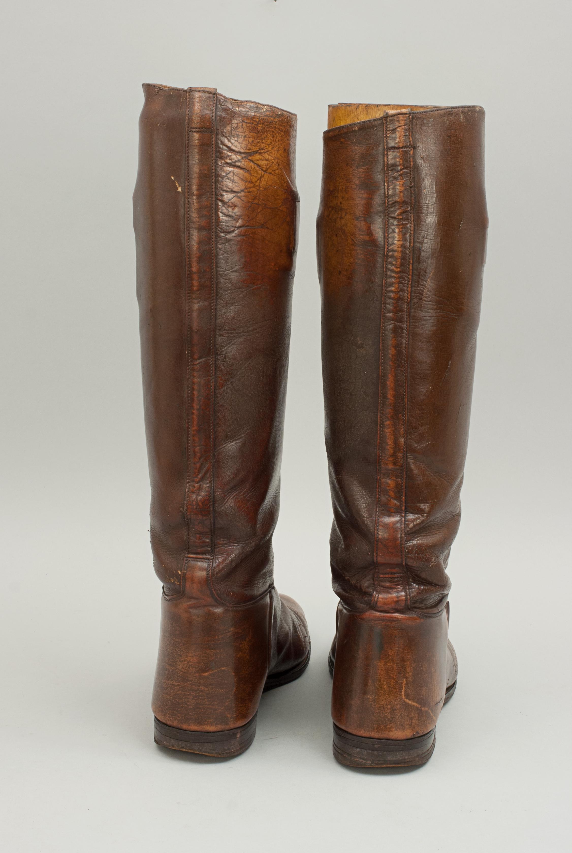 Sporting Art Vintage Brown Leather Riding Boots