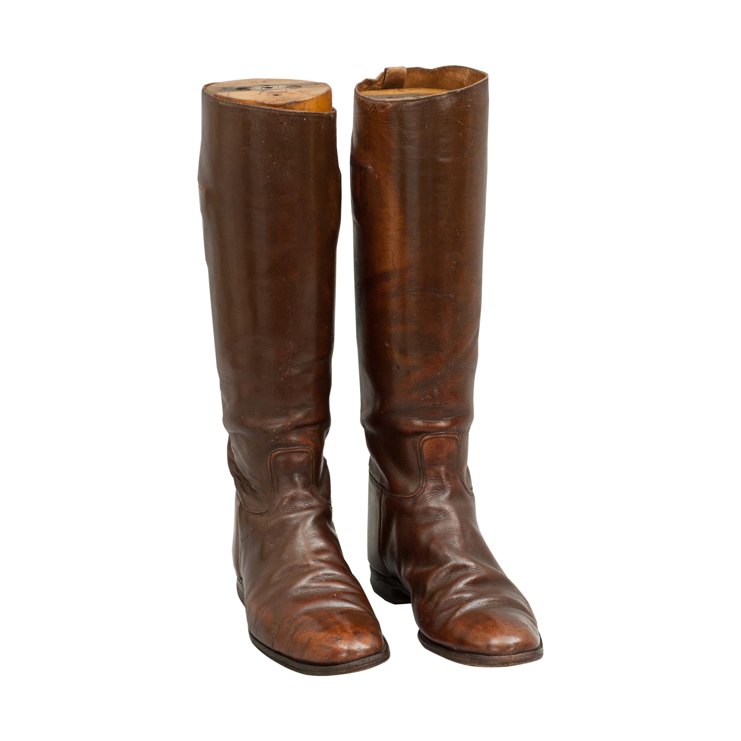 Vintage Brown Leather Riding Boots