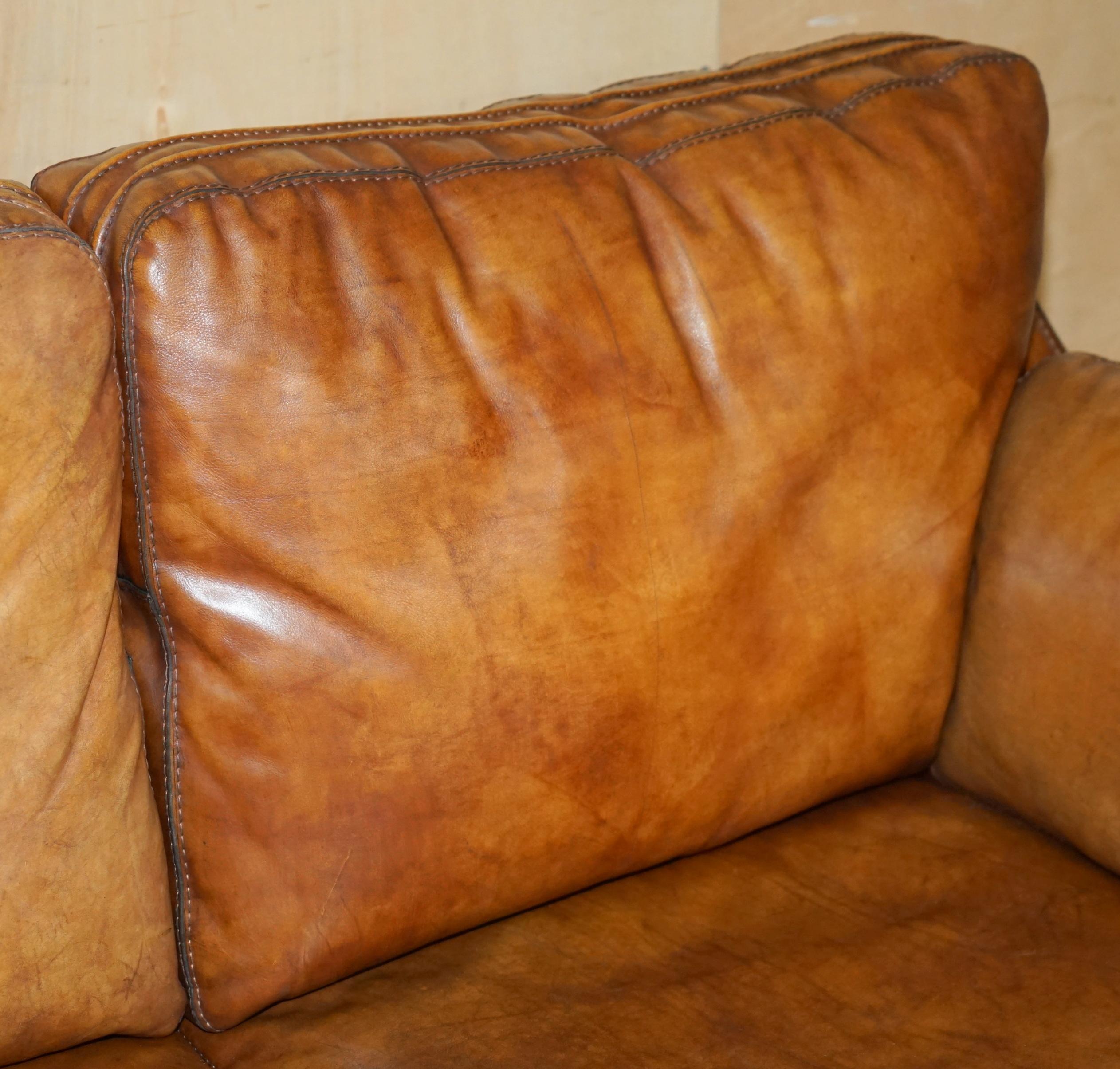 ViNTAGE BROWN LEATHER ROCHE BOBOIS MID CENTURY MODERN CONTEMPORARY SOFA For Sale 4