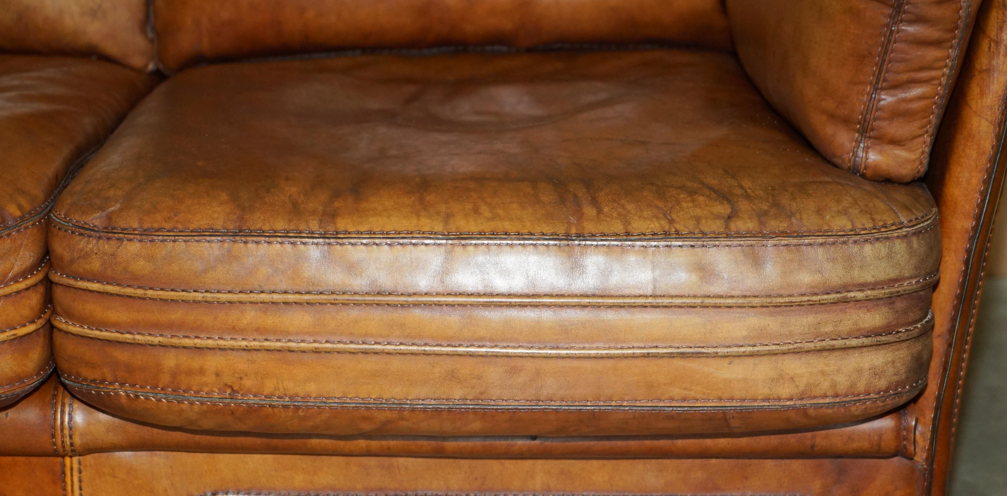 ViNTAGE BROWN LEATHER ROCHE BOBOIS MID CENTURY MODERN CONTEMPORARY SOFA For Sale 7