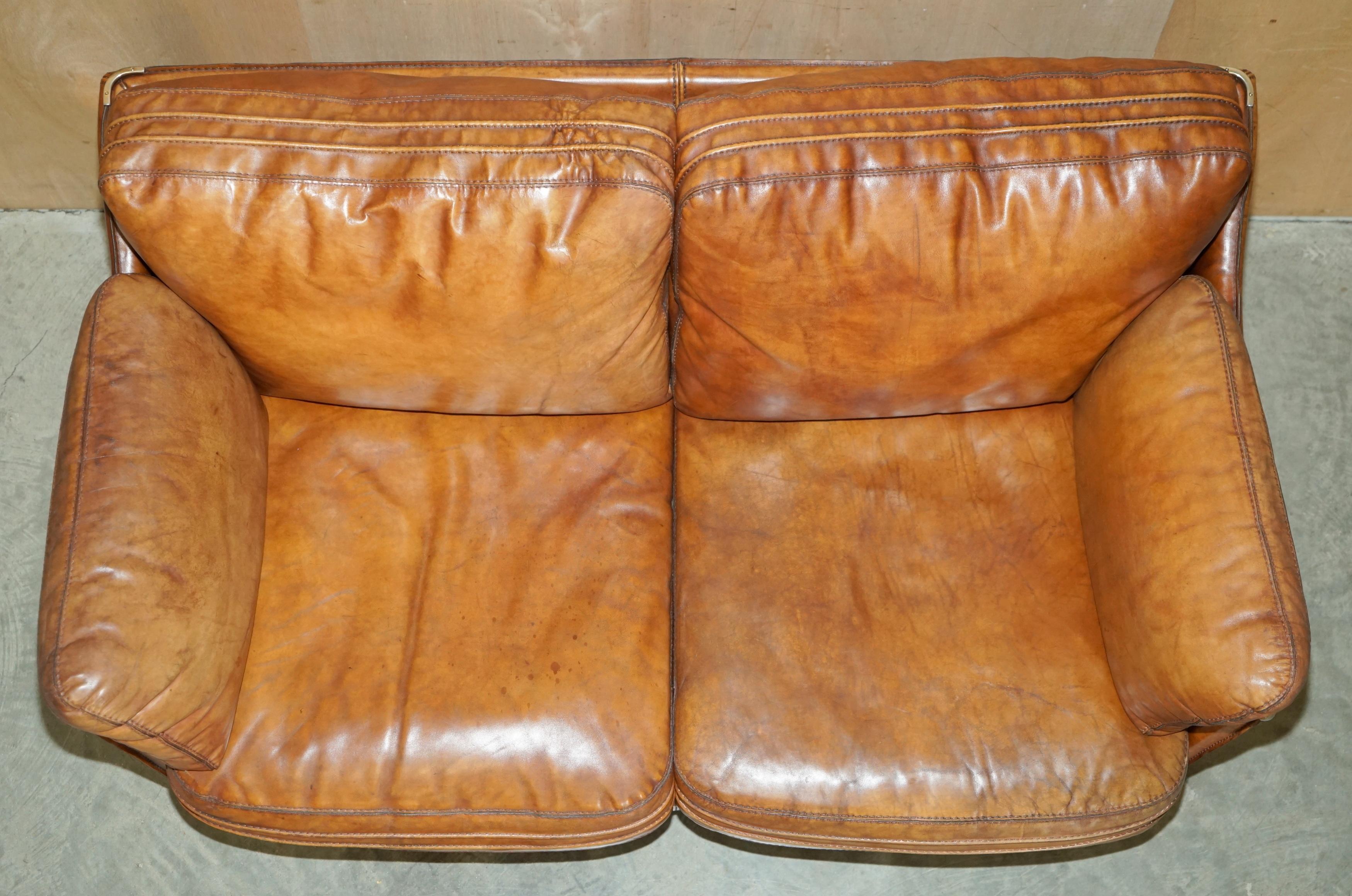 ViNTAGE BROWN LEATHER ROCHE BOBOIS MID CENTURY MODERN CONTEMPORARY SOFA For Sale 9