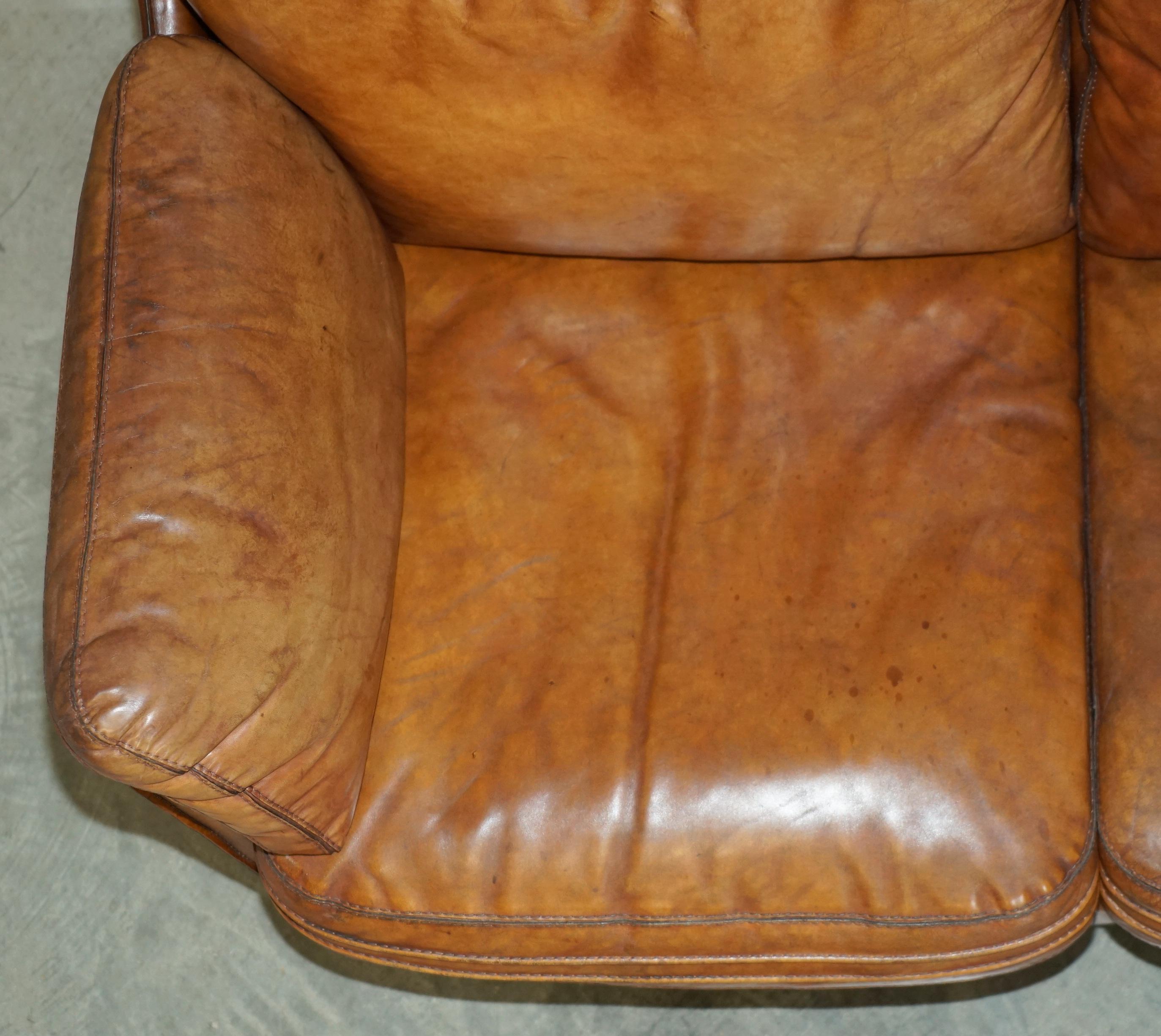 ViNTAGE BROWN LEATHER ROCHE BOBOIS MID CENTURY MODERN CONTEMPORARY SOFA For Sale 10
