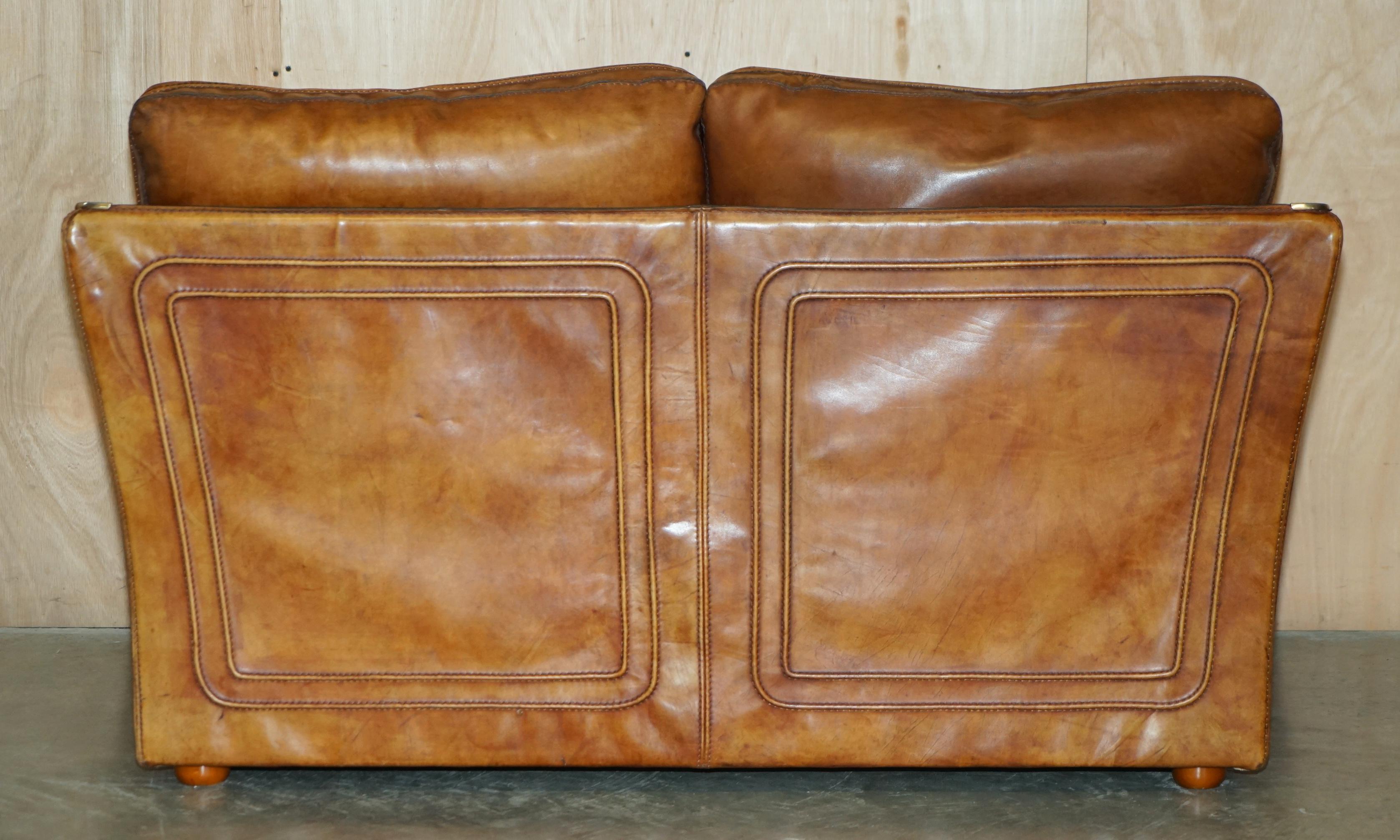 ViNTAGE BROWN LEATHER ROCHE BOBOIS MID CENTURY MODERN CONTEMPORARY SOFA For Sale 12