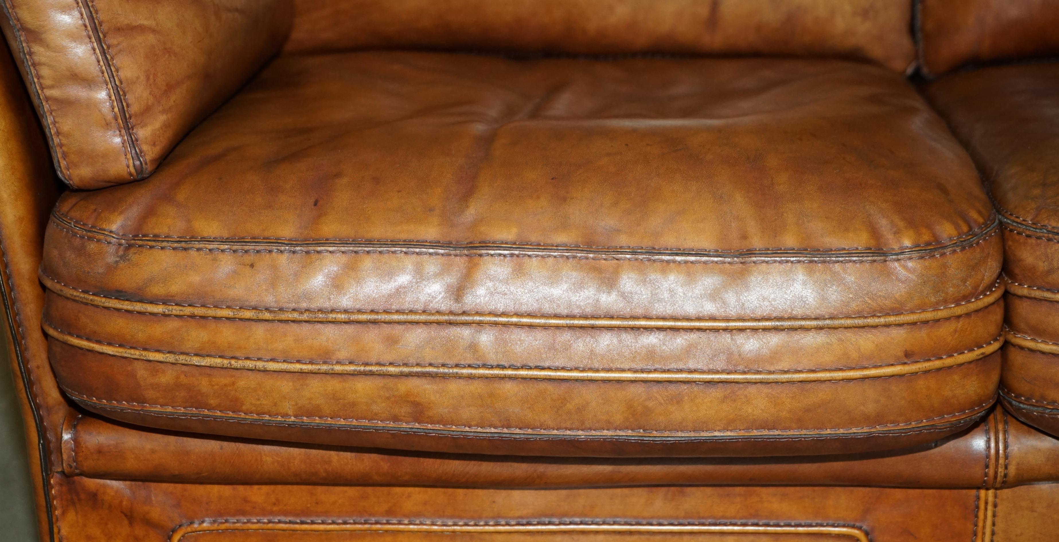 ViNTAGE BROWN LEATHER ROCHE BOBOIS MID CENTURY MODERN CONTEMPORARY SOFA For Sale 1