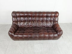 Vintage brown leather sofa, 1970s