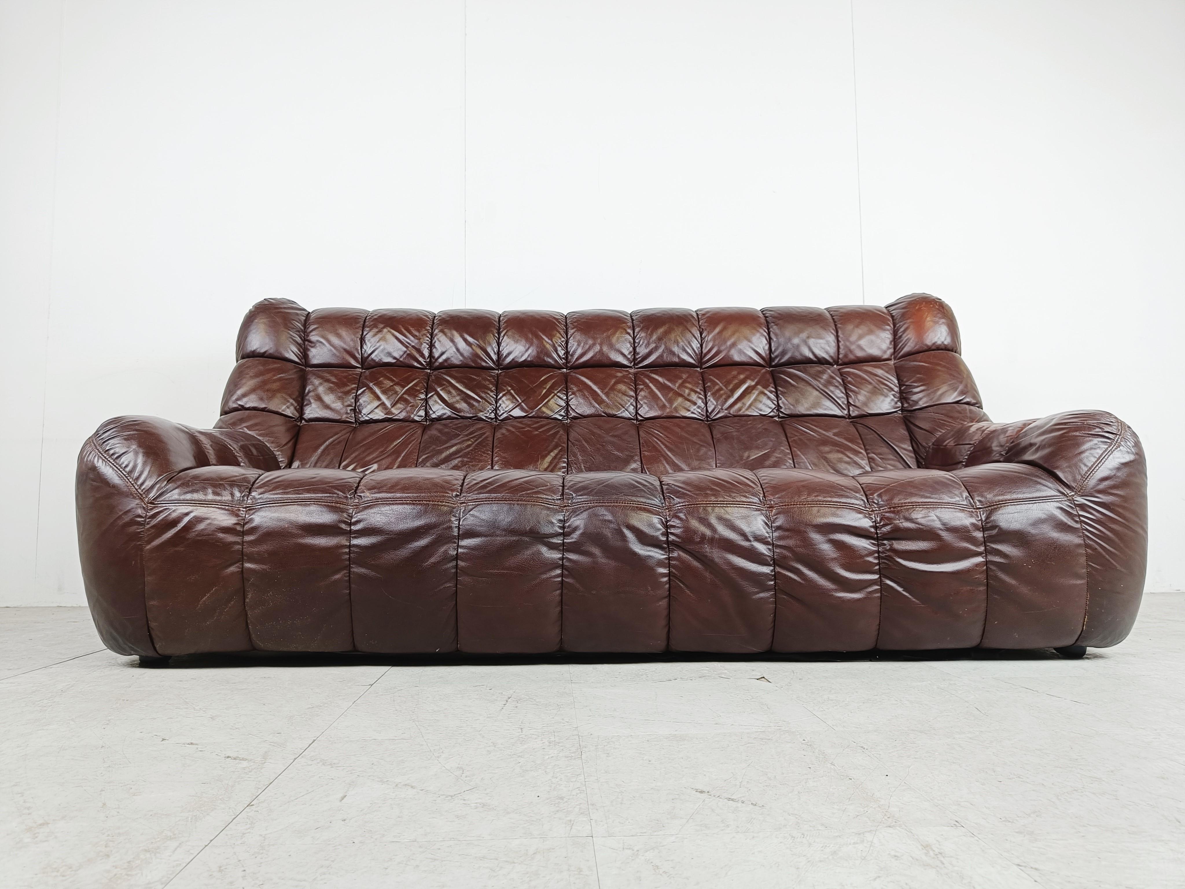 Late 20th Century Vintage brown leather sofa, 1970s 