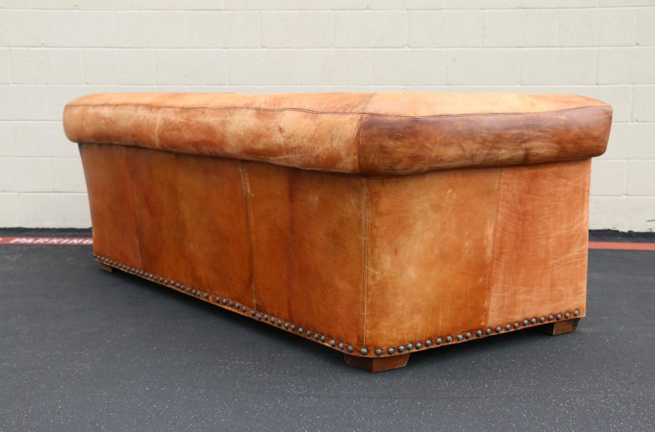 British Vintage Brown Leather Sofa by Ralph Lauren for Henredon Furniture Ind., Inc.