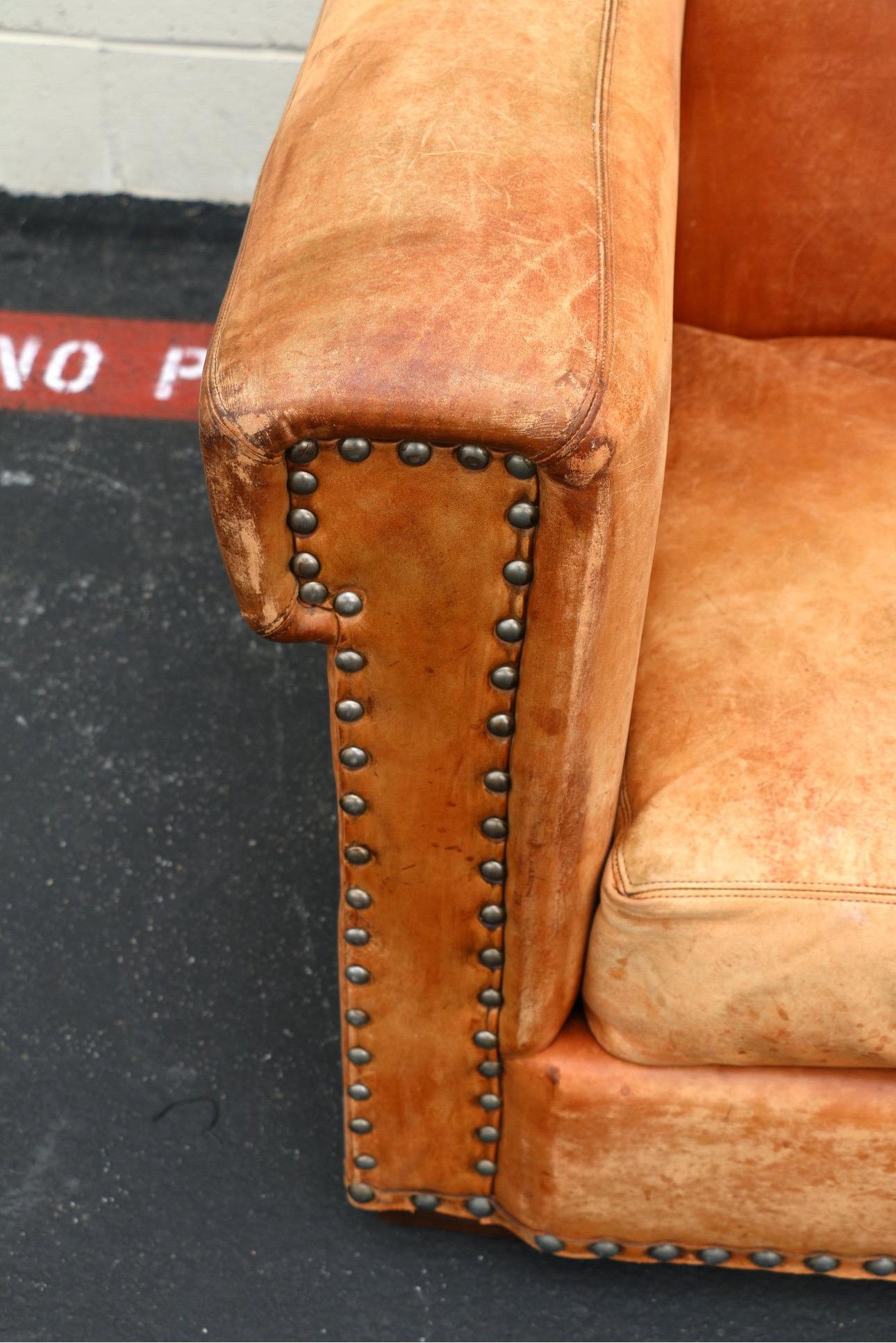 Cuir Canapé en cuir vintage Brown par Ralph Brown pour Henredon Furniture Ind, Inc.