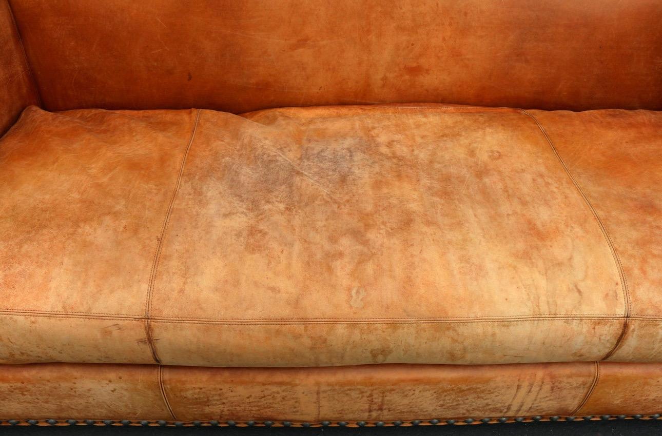 Canapé en cuir vintage Brown par Ralph Brown pour Henredon Furniture Ind, Inc. 2
