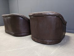 Vintage brown leather sofa set, 1970s