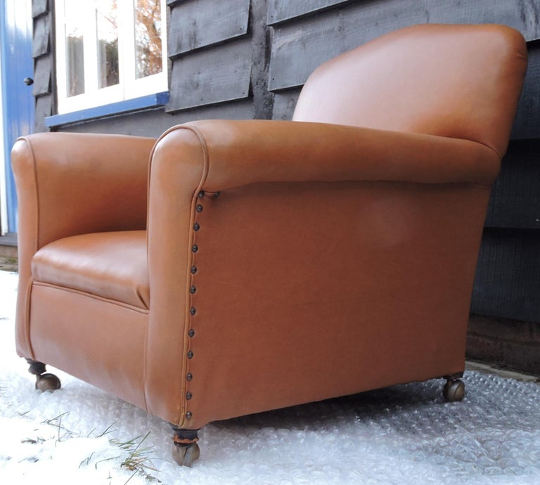 Vintage Brown Leather Studded Club Chair, 1960s at 1stDibs