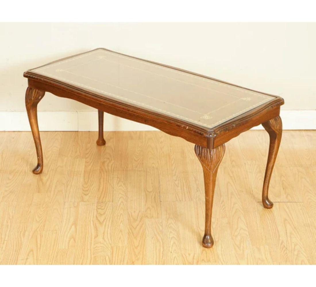 vintage leather top coffee table