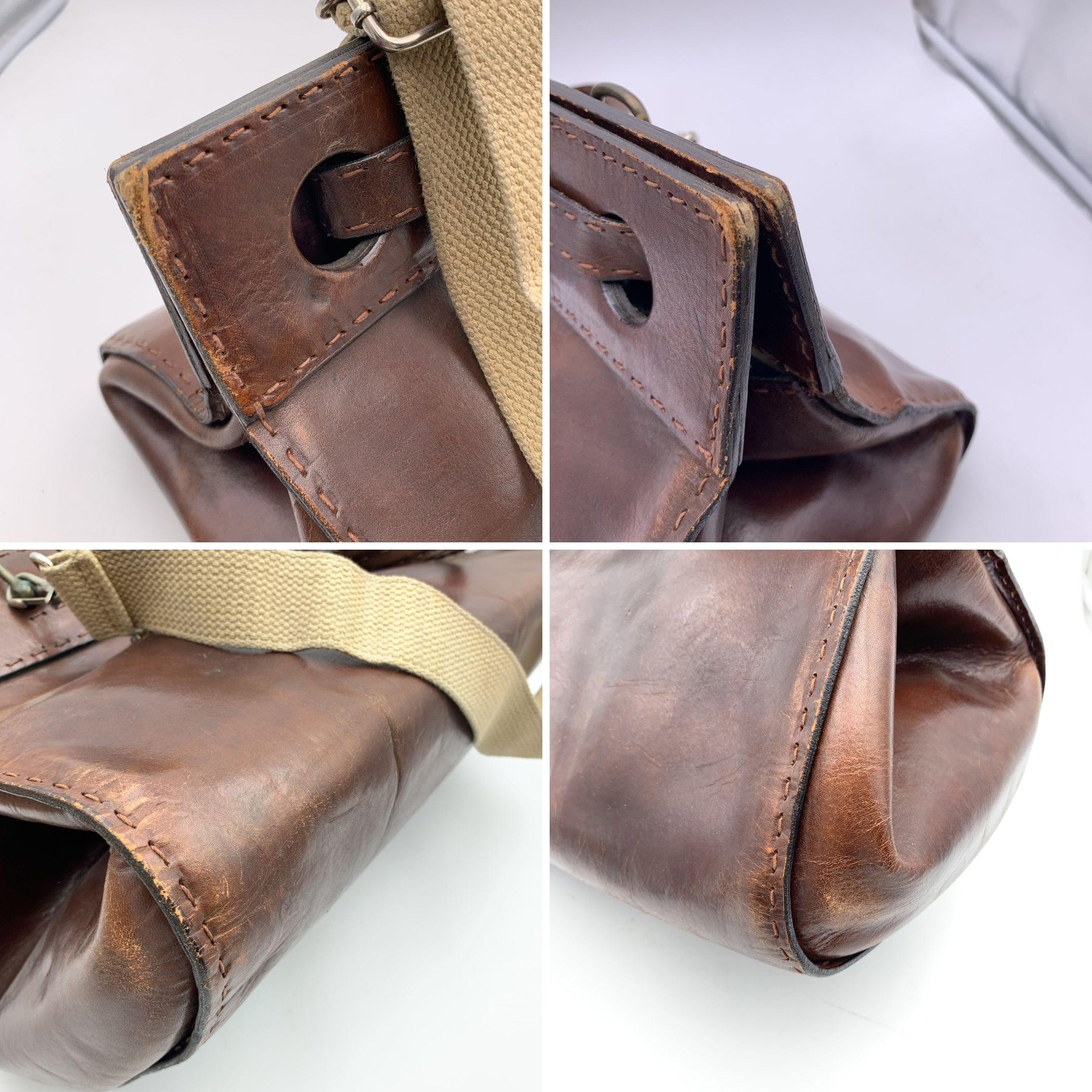 Women's or Men's Vintage Brown Leather Travel Bag Weekender Carry On Bag with Strap