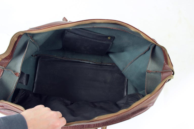 Nécessaire De Voyage Vintage Années 60 – Simili Cuir Marron – Sac 11 Pièces