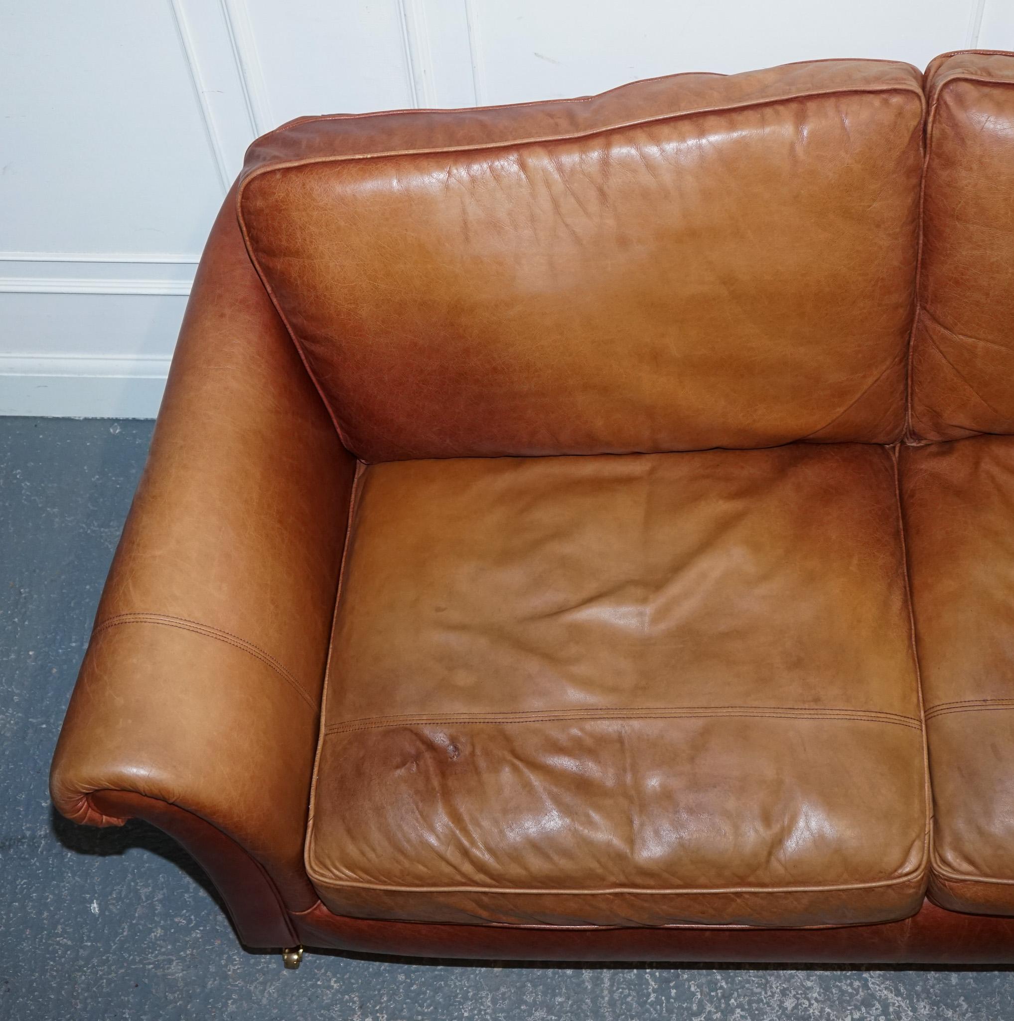 ViNTAGE BROWN LEATHER TWO SEATER PARKER KNOLL SOFA 3