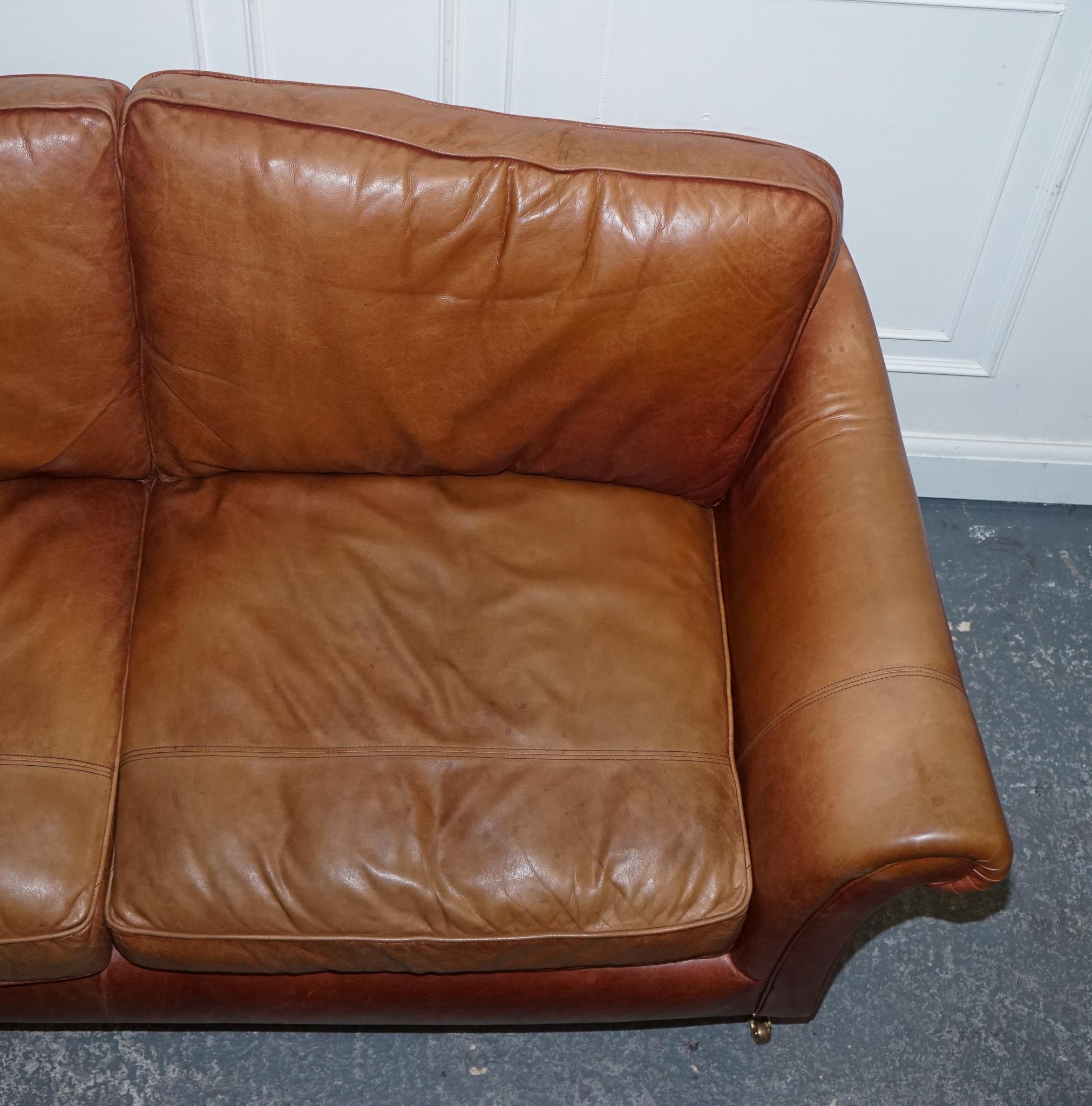 ViNTAGE BROWN LEATHER TWO SEATER PARKER KNOLL SOFA 4