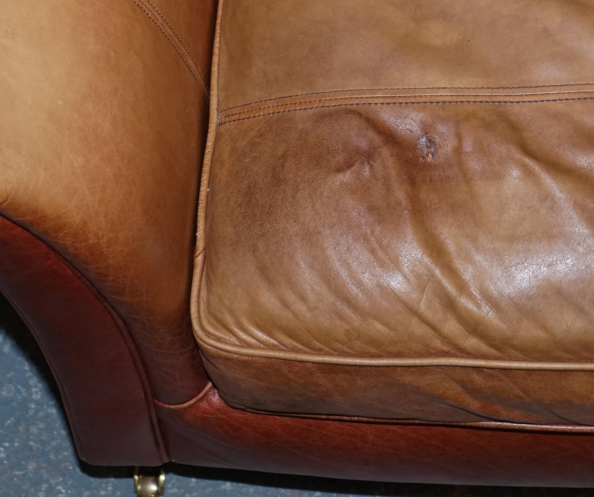 ViNTAGE BROWN LEATHER TWO SEATER PARKER KNOLL SOFA 5