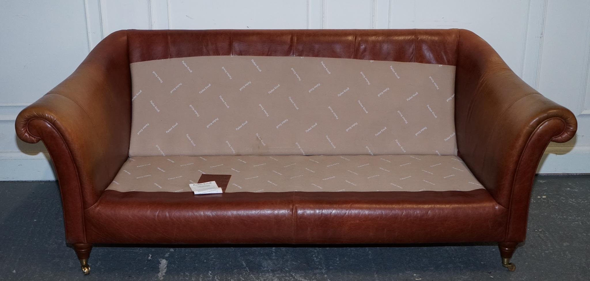 ViNTAGE BROWN LEATHER TWO SEATER PARKER KNOLL SOFA 6