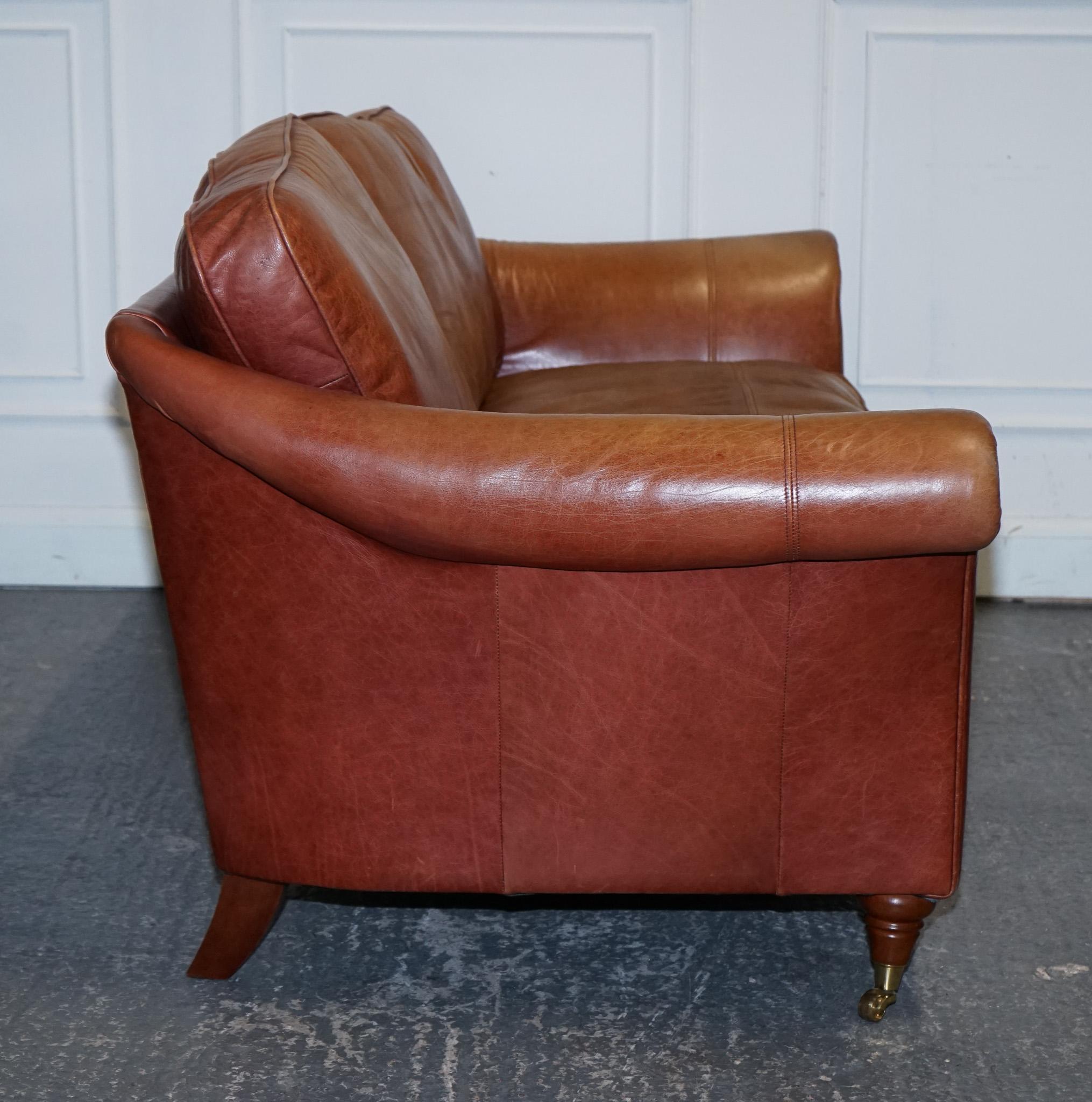 ViNTAGE BROWN LEATHER TWO SEATER PARKER KNOLL SOFA 8