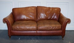 SOFA ViNTAGE BROWN LEATHER TWO SEATER PARKER KNOLL