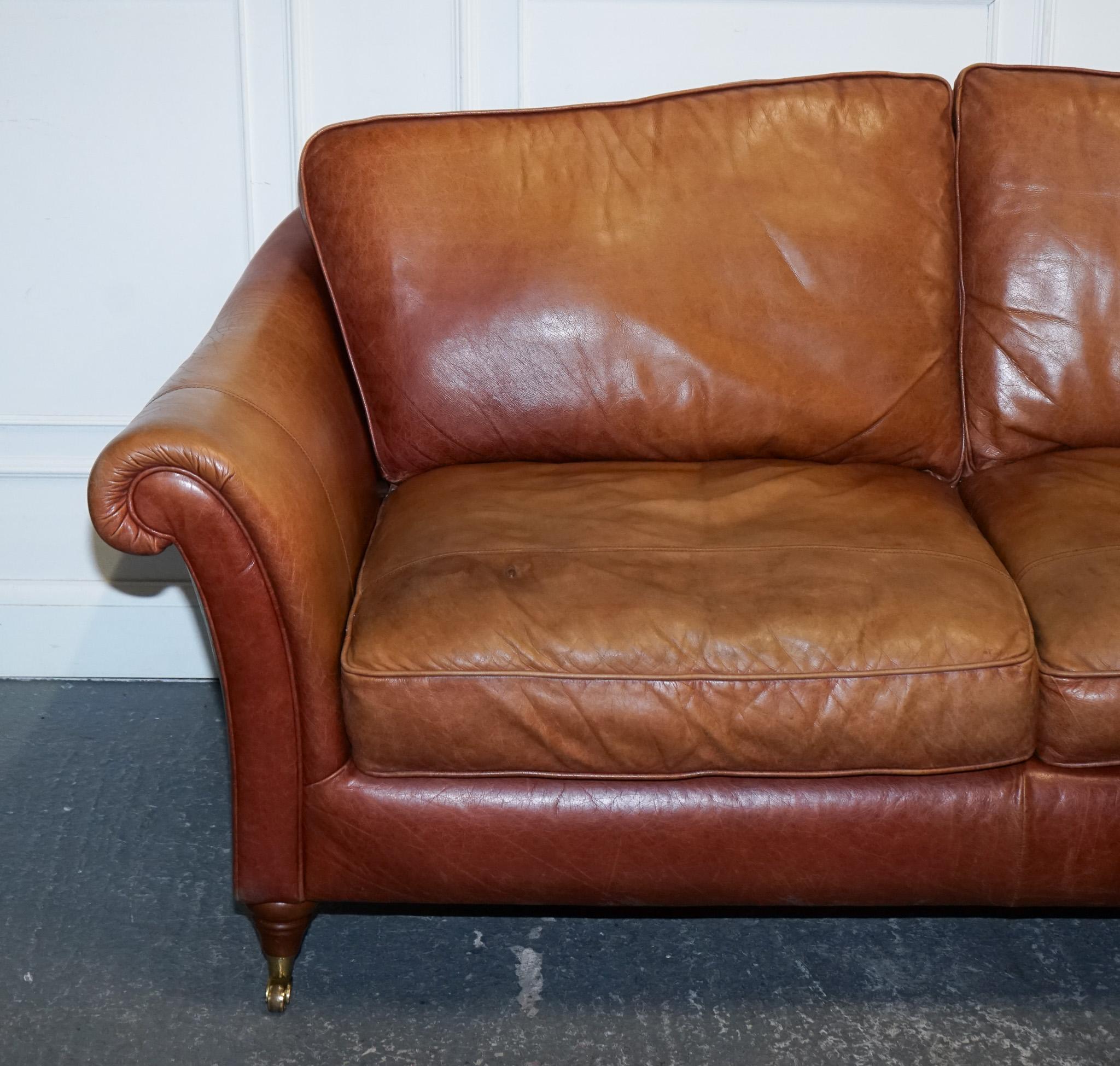 British ViNTAGE BROWN LEATHER TWO SEATER PARKER KNOLL SOFA