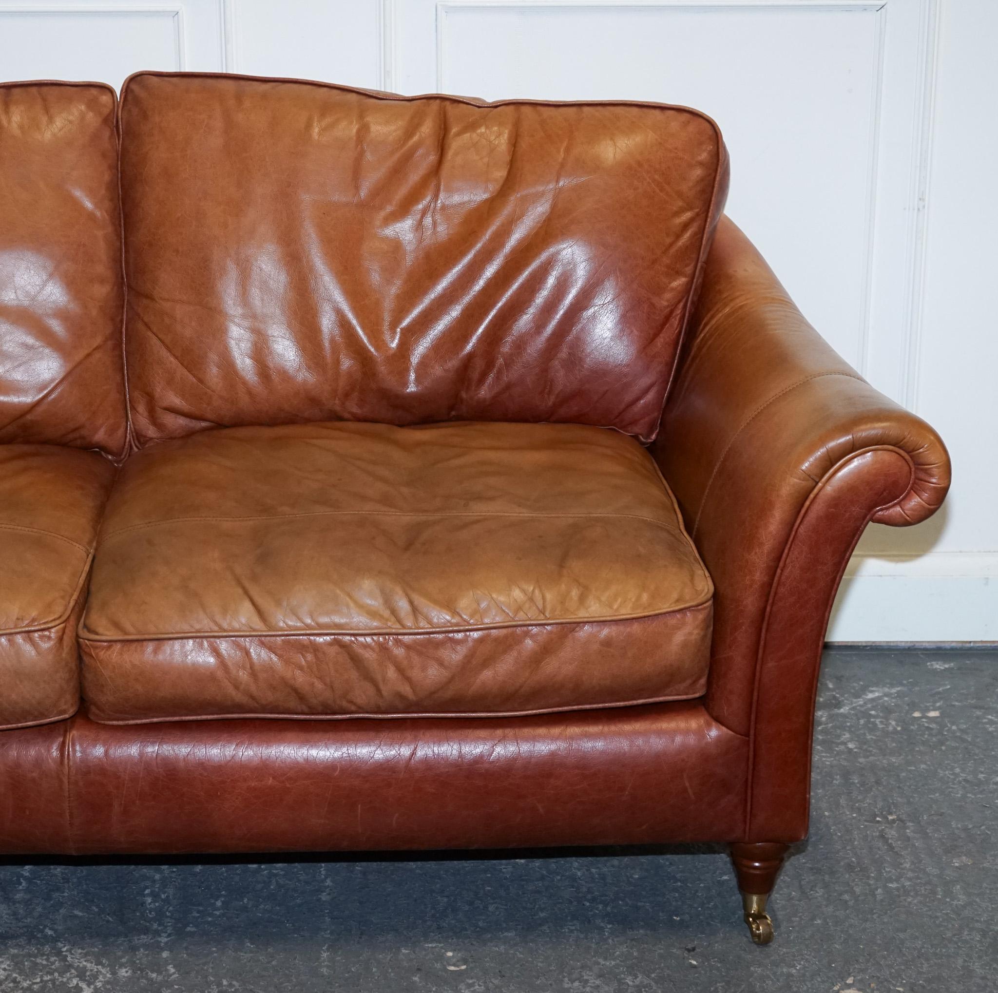 Hand-Crafted ViNTAGE BROWN LEATHER TWO SEATER PARKER KNOLL SOFA