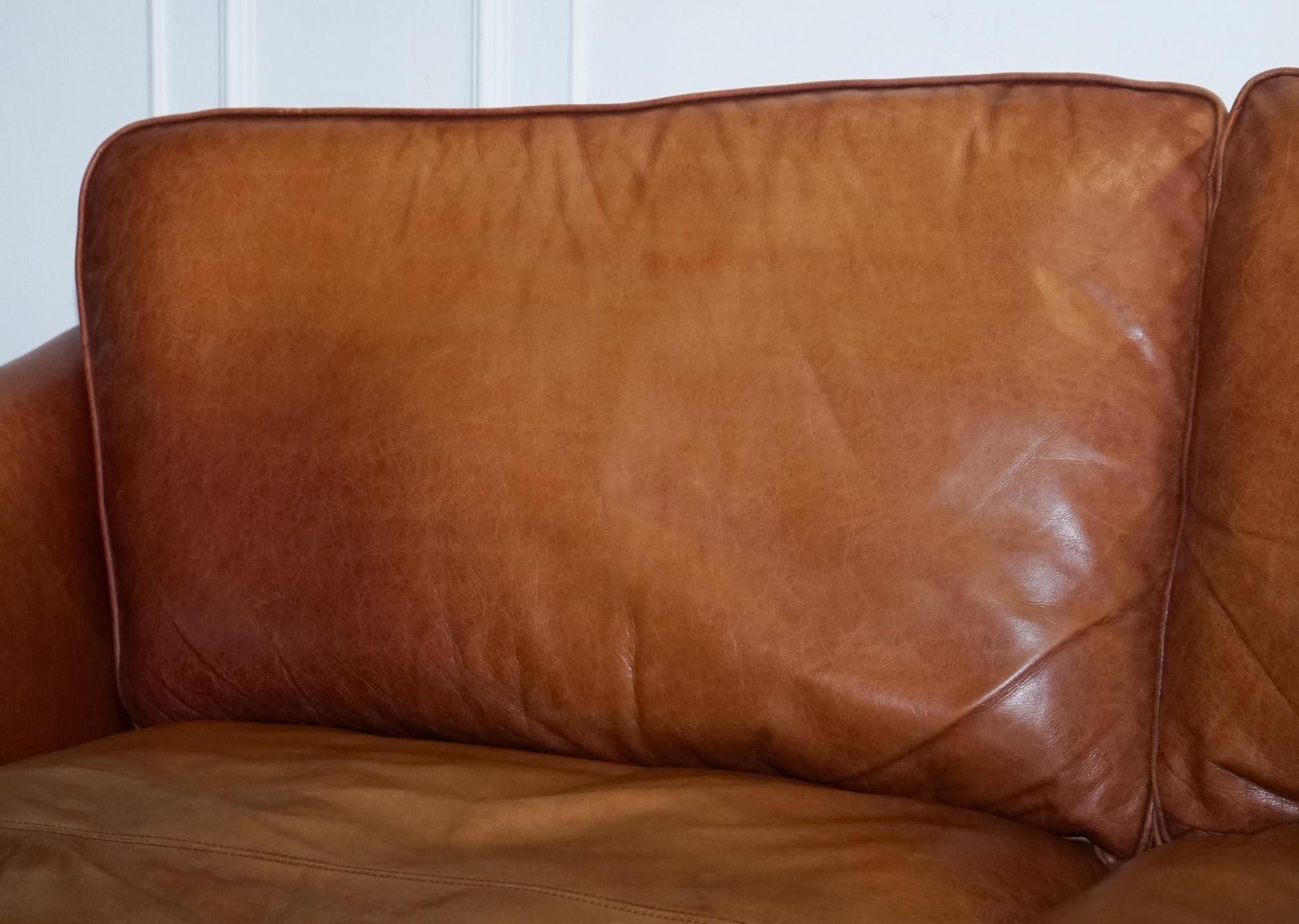 20th Century ViNTAGE BROWN LEATHER TWO SEATER PARKER KNOLL SOFA
