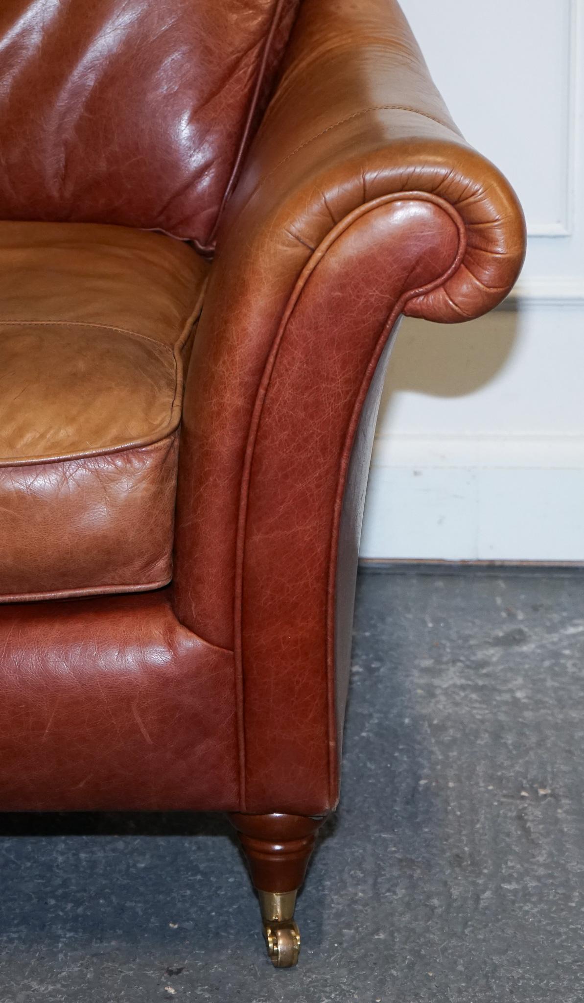 ViNTAGE BROWN LEATHER TWO SEATER PARKER KNOLL SOFA 1