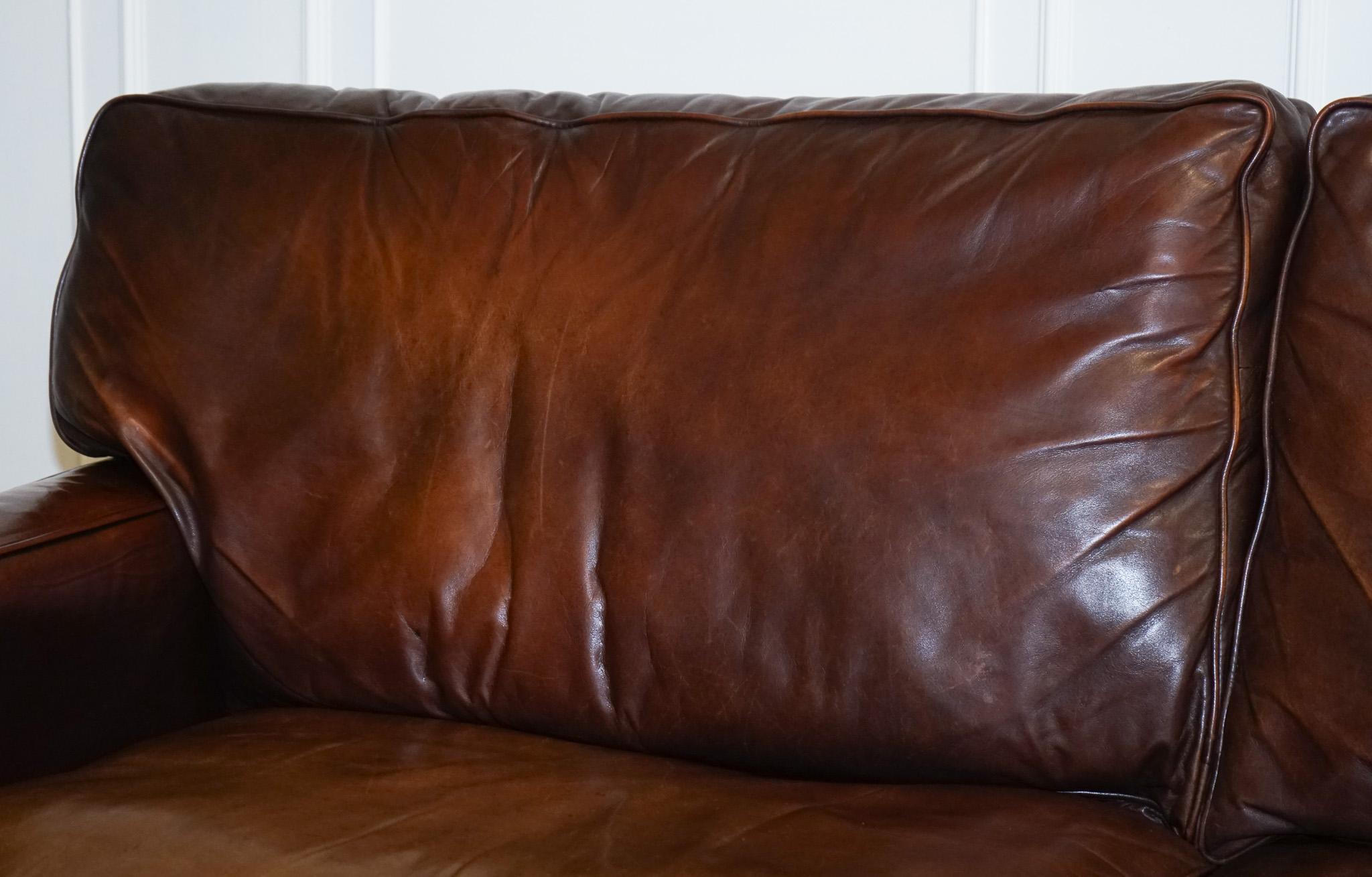 Vintage Brown Leather Two to Three Seater Sofa 5